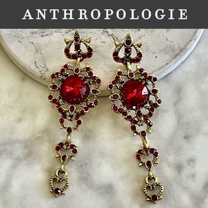 Anthropologie Ruby Red Victorian Earrings NEW